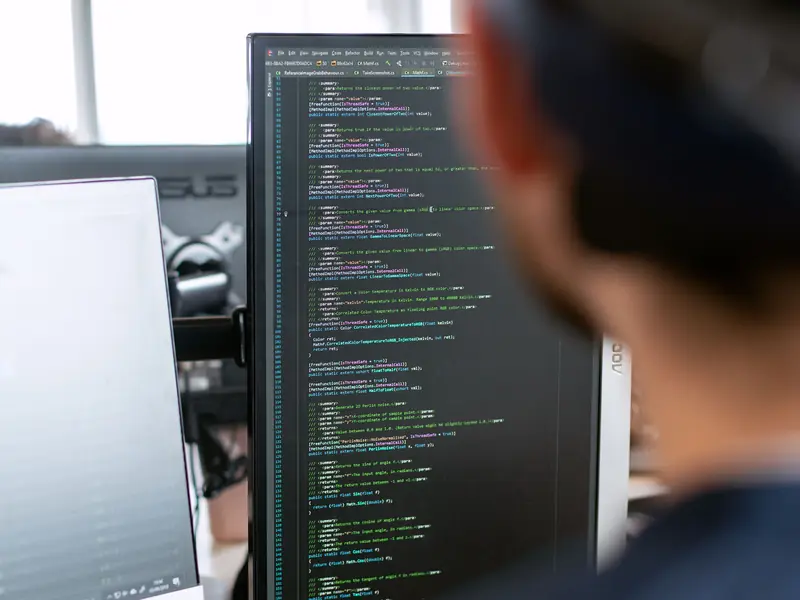 Écran de développeur affichant du code source