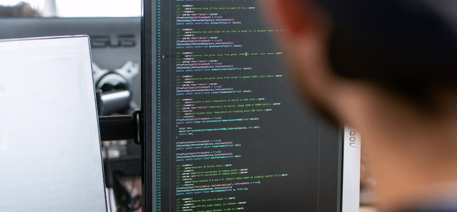 Écran de développeur affichant du code source